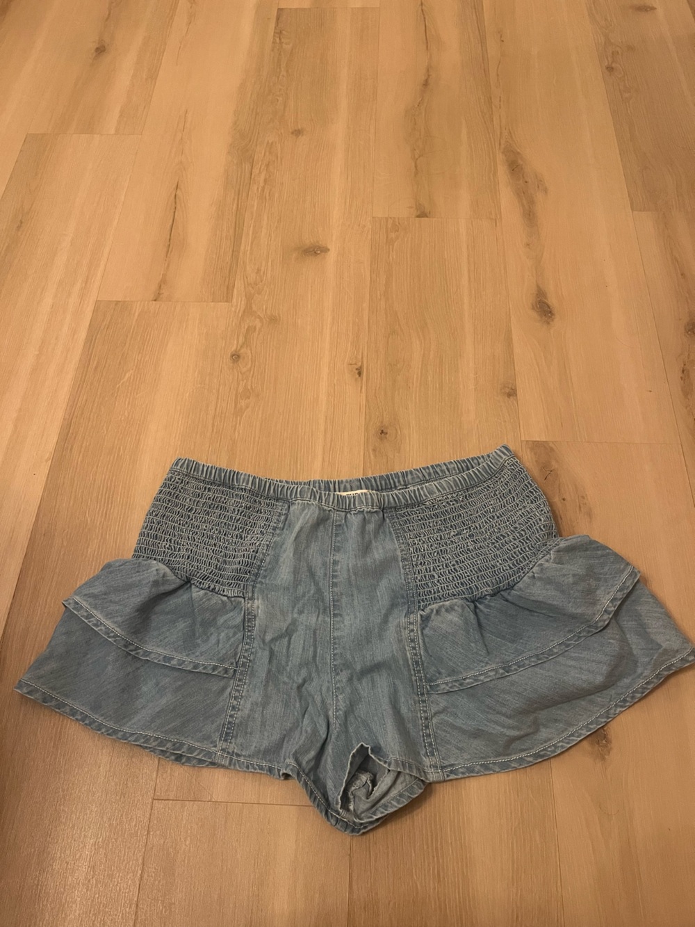 We The Free Light Blue Denim Smocked-Waist Jeans